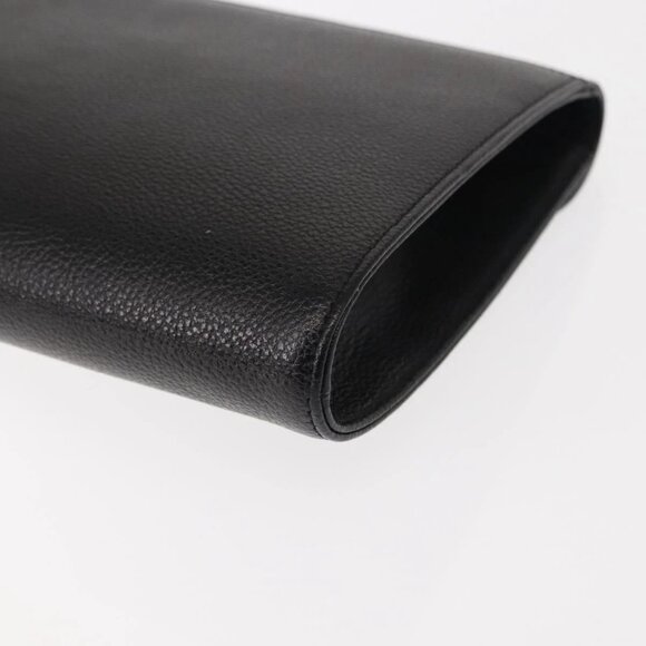 Authentic SAINT LAURENT Clutch Bag Leather Black Gold bst339-121825 - Picture 7 of 16